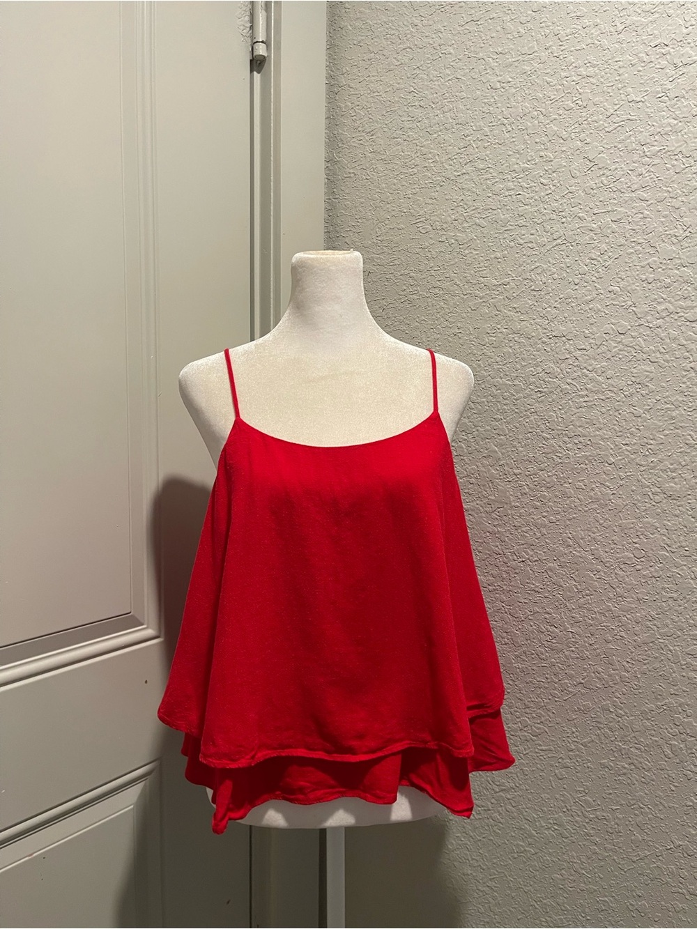 BP. Red Layered Spaghetti Strap Tank Top